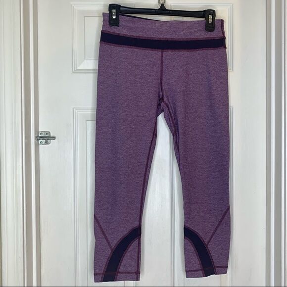 LULULEMON Inspire Crop II Heathered Berry Size 6 Luxtreme Running Jogging - Picture 1 of 10